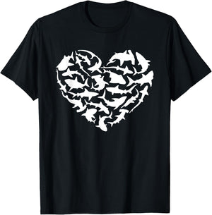 Shark Heart I Love Sharks Shark T-Shirt - T-Shirt | Black