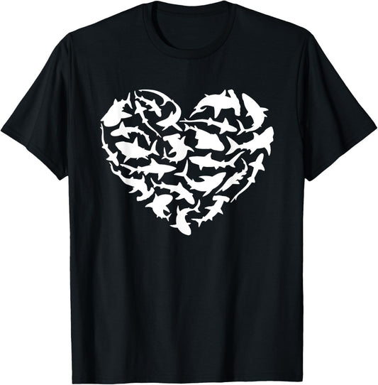 Shark Heart I Love Sharks Shark T-Shirt - T-Shirt | Black