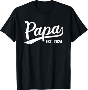 Papa 2024 Papa Since 2024 Papa Est 2024 , Small, Black T-Shirt - T-Shirt | Black
