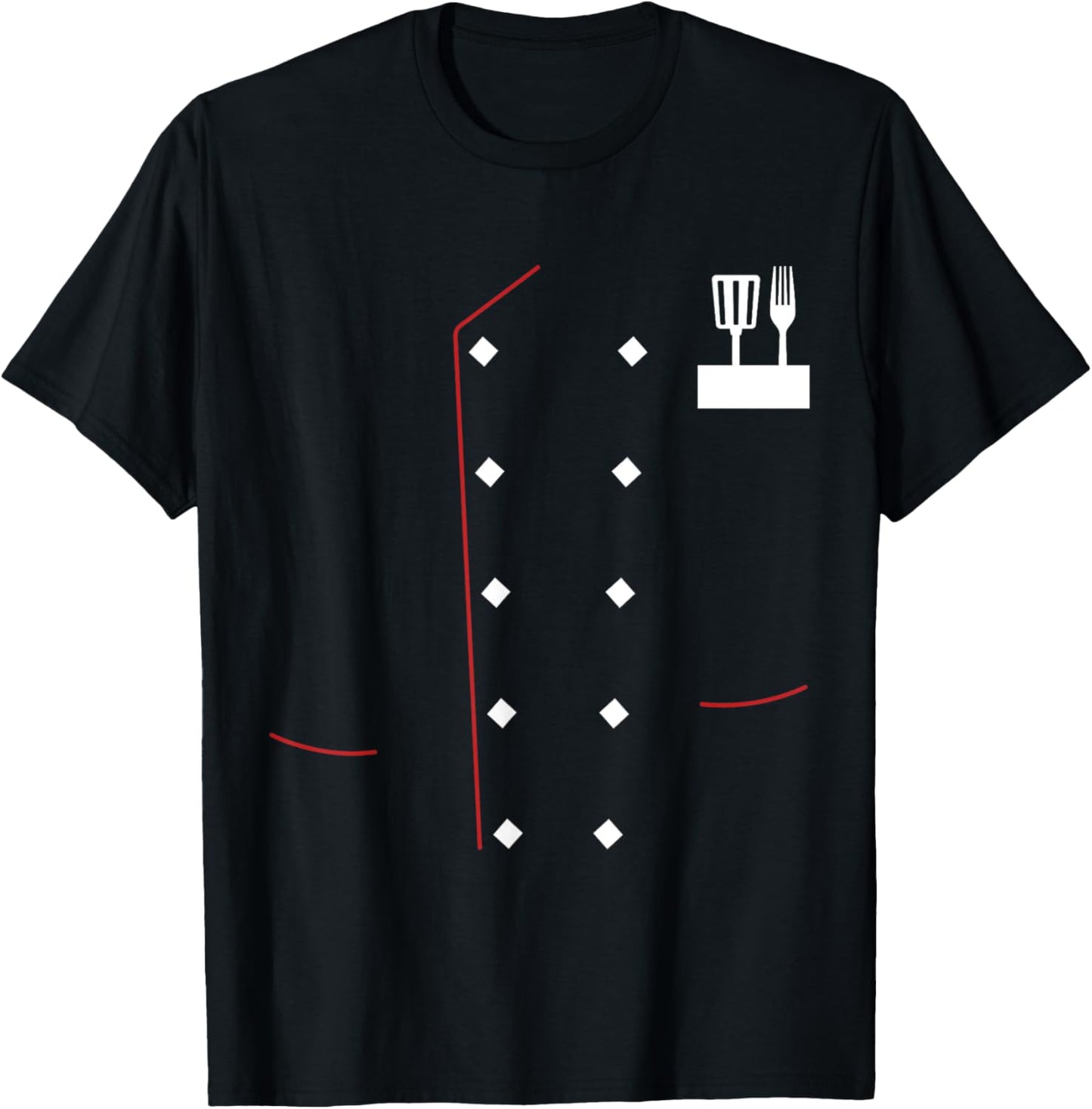 Chef Uniform Jacket Faux Cook Chef Master Cooking Costume , black, S T-Shirt - T-Shirt | Black