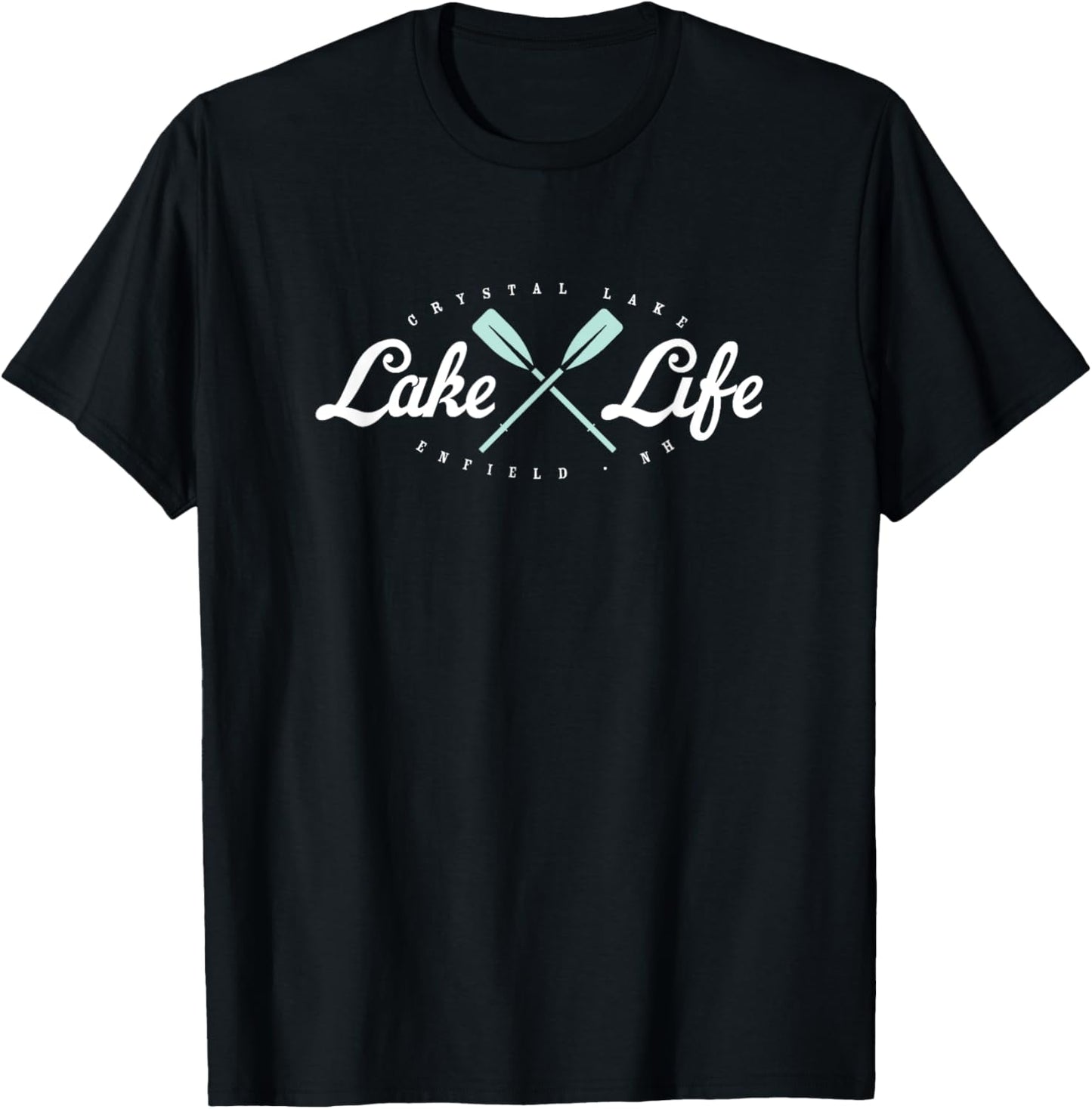 Crystal Lake NH Vintage Boating Paddle Lake Life Summer Men Women Kids T-Shirt - T-Shirt | Black