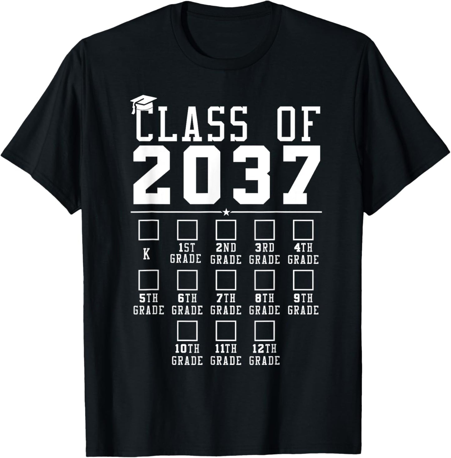 Grow With Me Class Of 2037 Handprint Kindergarten Graduation T-Shirt - T-Shirt | Black