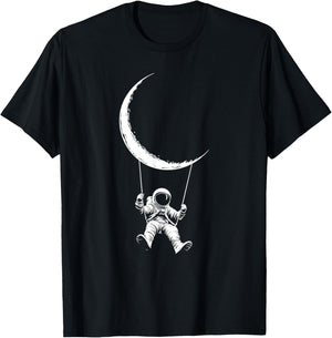 Moon Swing Space Astronaut T-Shirt - T-Shirt | Black