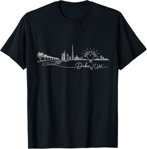 Dubai UAE Signature Heart Art - Romantic City Souvenir T-Shirt - T-Shirt | Black