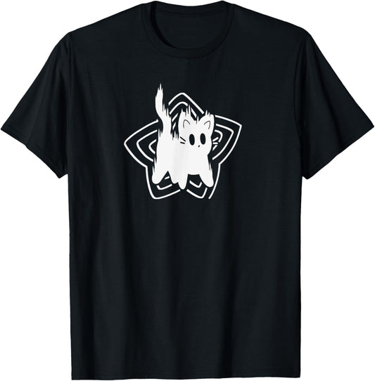 90s Y2K Cute Scary Scared Cat Tomcat Women Kids T-Shirt - T-Shirt | Black