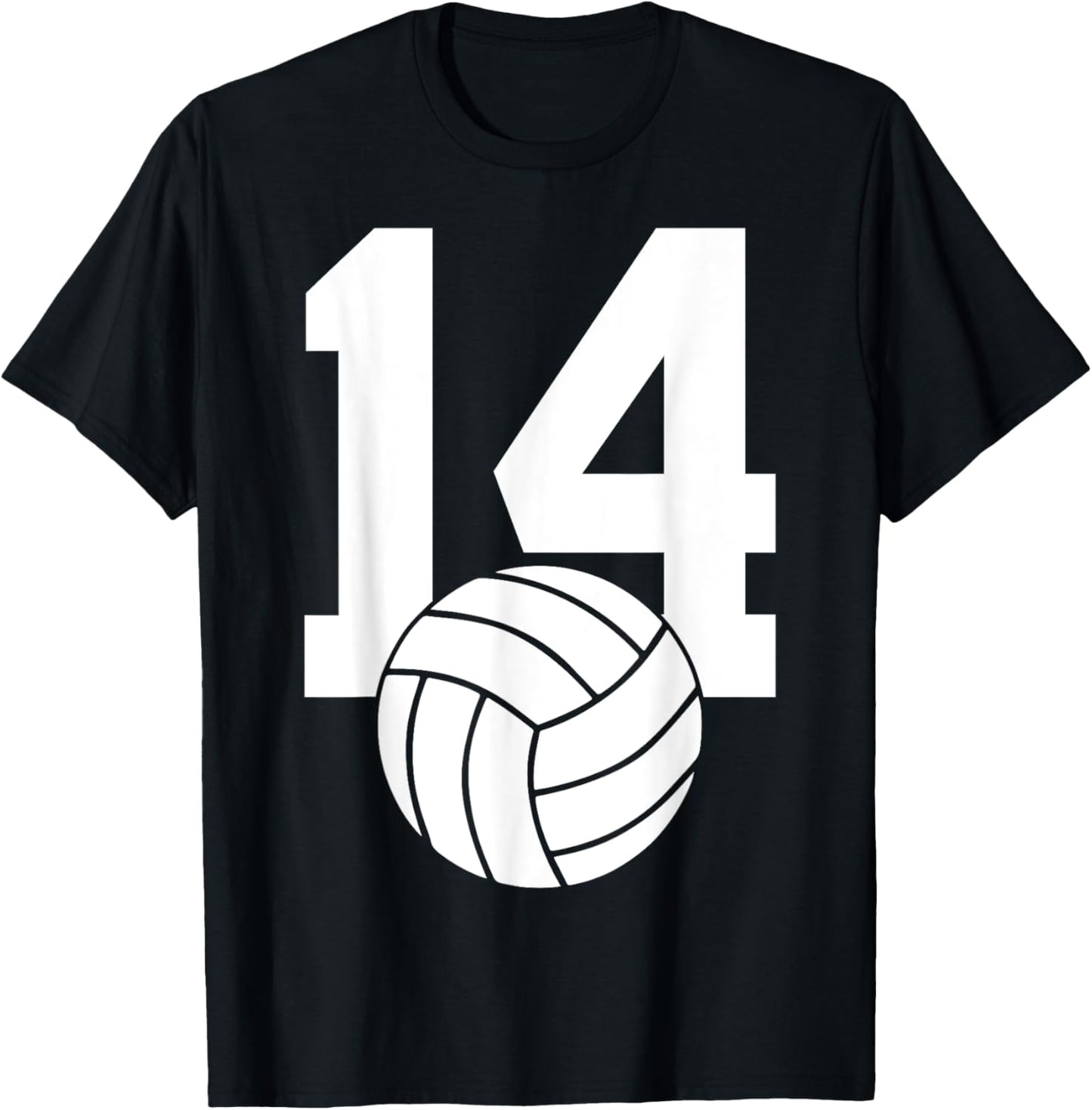 Number 14 Volleyball 14th Birthday T-Shirt - T-Shirt | Black