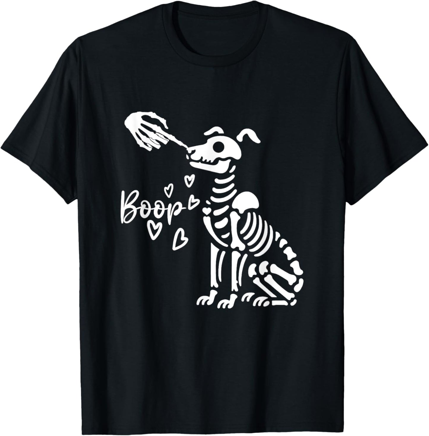 Retro Cute Skeleton Hand Boop Dog Funny Halloween T-Shirt - T-Shirt | Black