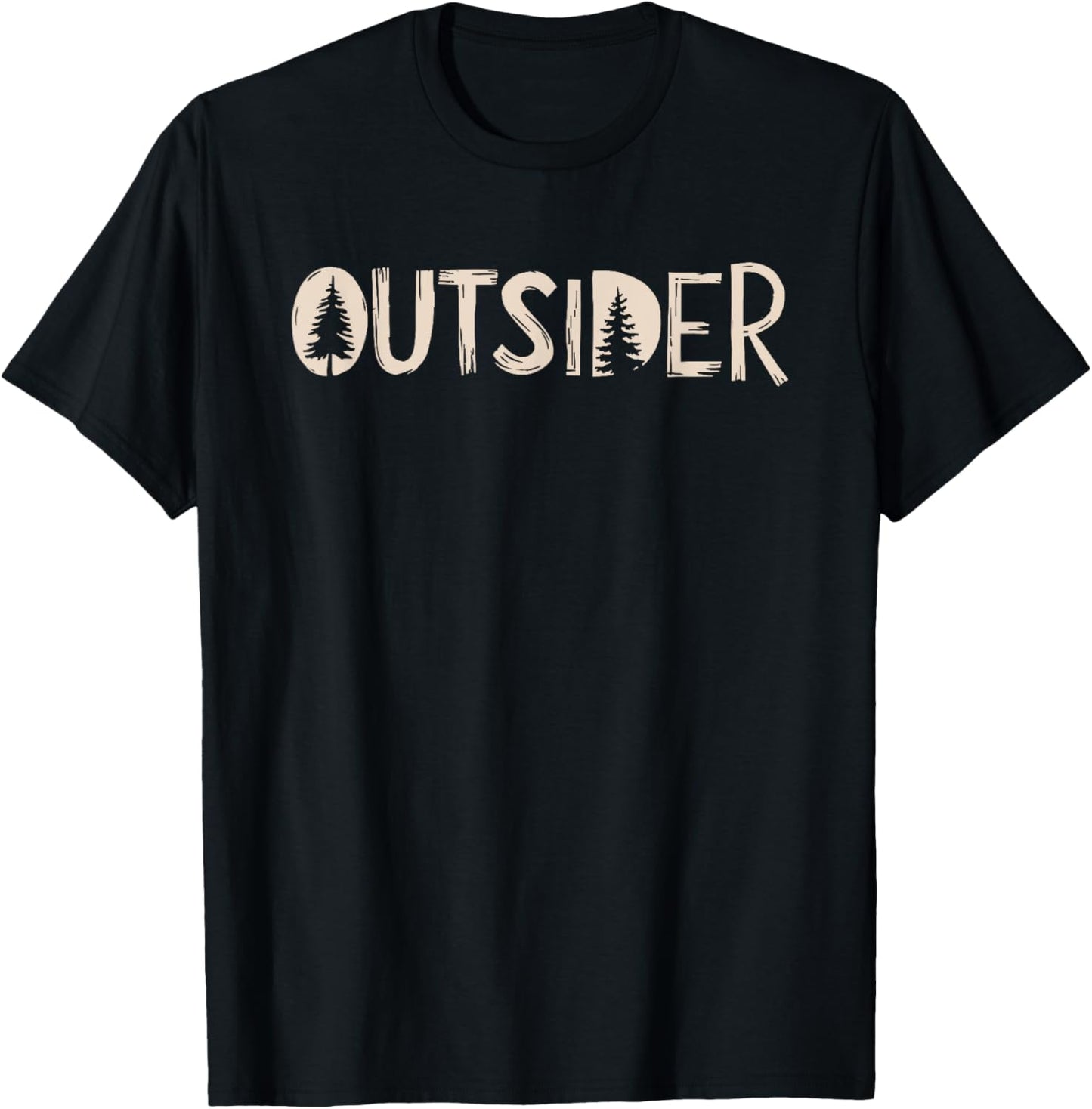 Outsider Mountains Forest Fishing Camping Hiking Wilderness T-Shirt - T-Shirt | Black