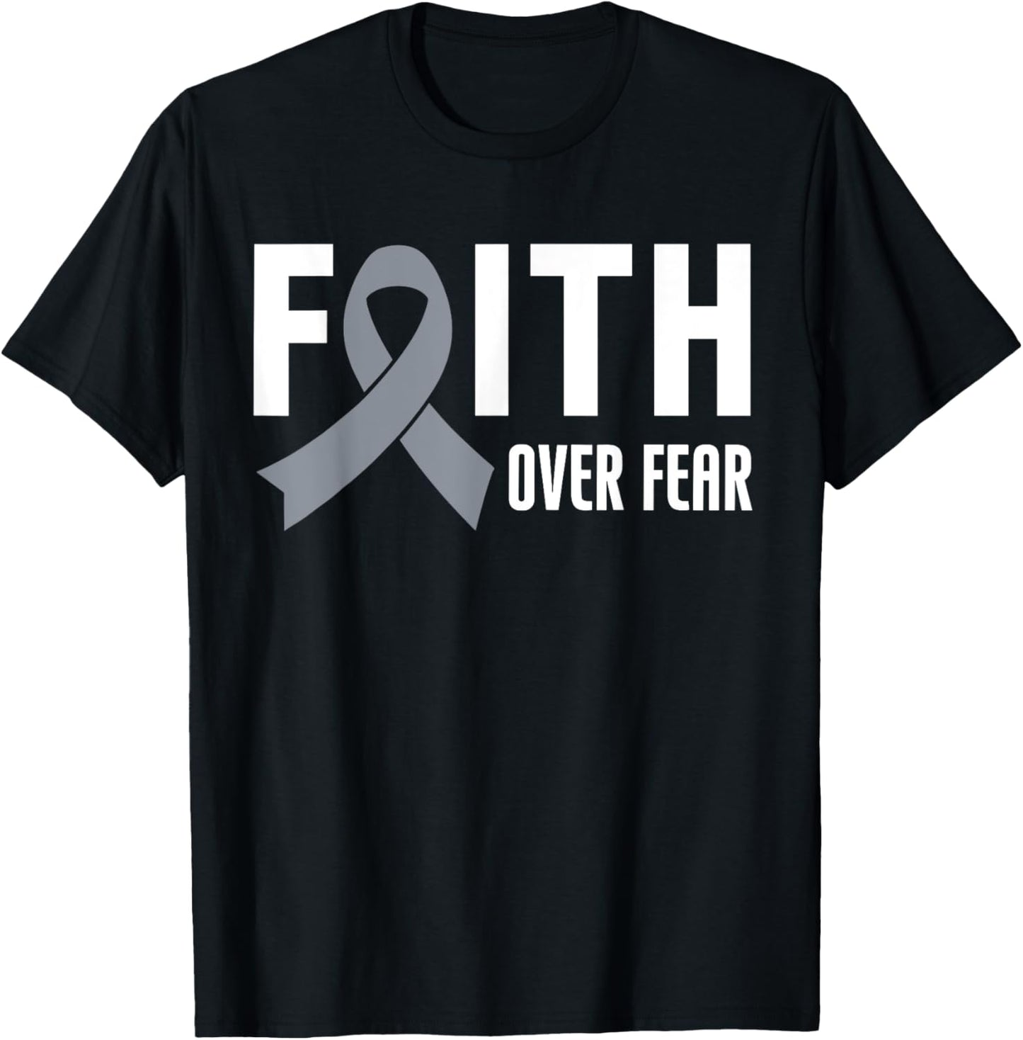 Faith Over Fear Brain Cancer Awareness Month Brain Tumor Men T-Shirt - T-Shirt | Black