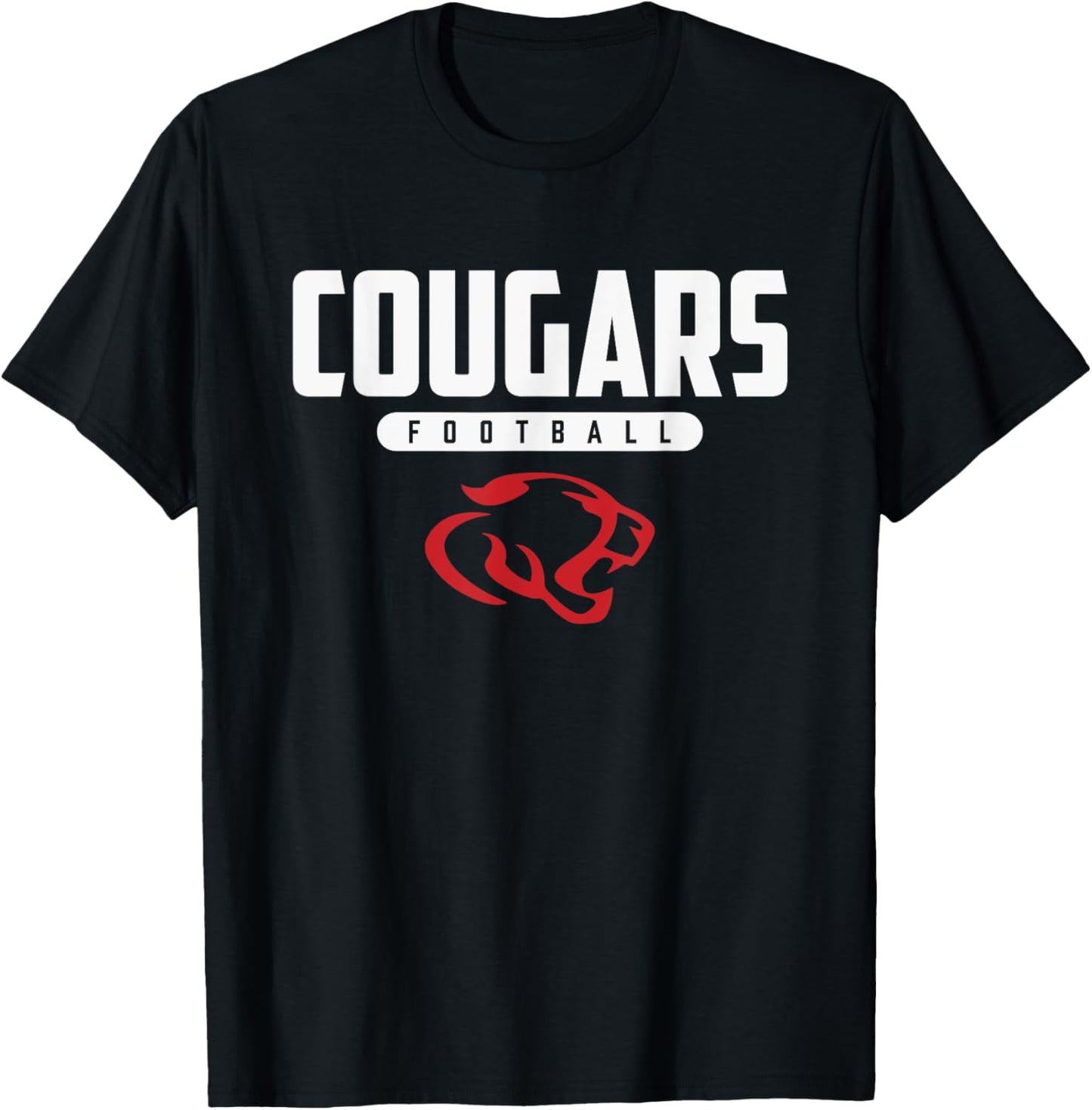 Crosby Cougars Logo Football HS T-Shirt - T-Shirt | Black