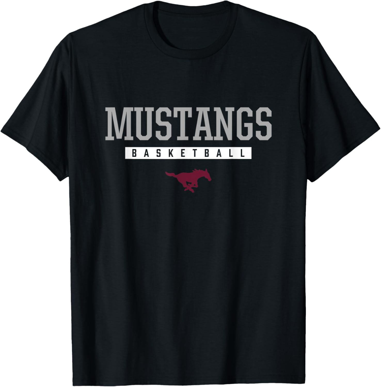 Clifton Mustangs Logo Basketball HS T-Shirt - T-Shirt | Black
