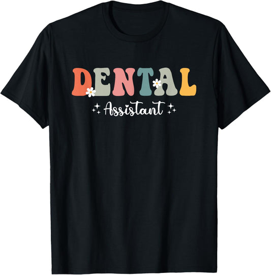 Dentist Groovy Dental Assistant Design For Dental Dentist T-Shirt - T-Shirt | Black