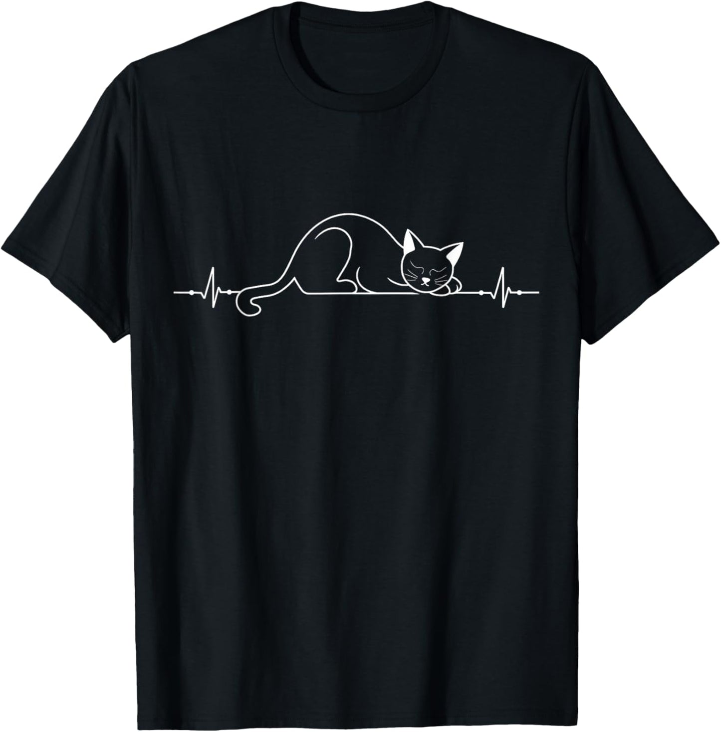 Cat Heartbeat Love Cats Women's Girls Cat Lover T-Shirt - T-Shirt | Black