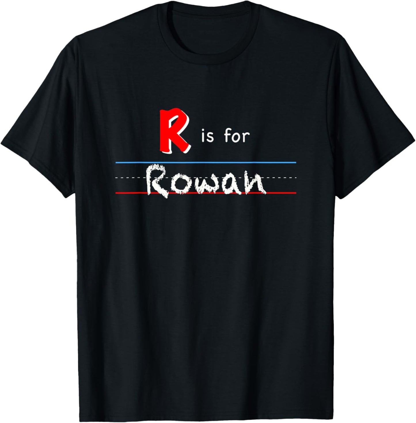 R Is For Rowan, boys custom personalized name kids school T-Shirt - T-Shirt | Black