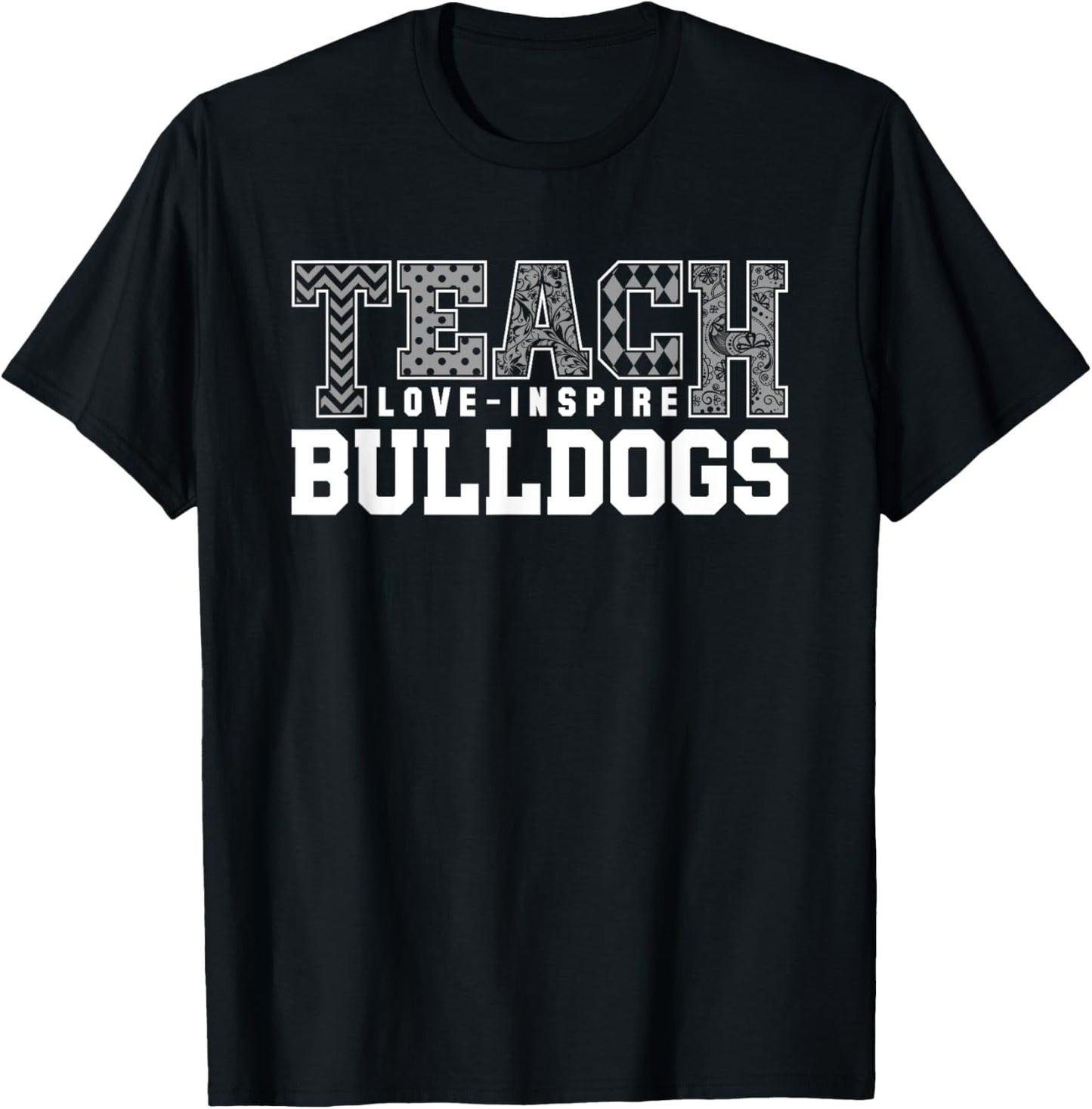 Bulldogs Kilgore Teach Love Inspire Slogan HS T-Shirt - T-Shirt | Black
