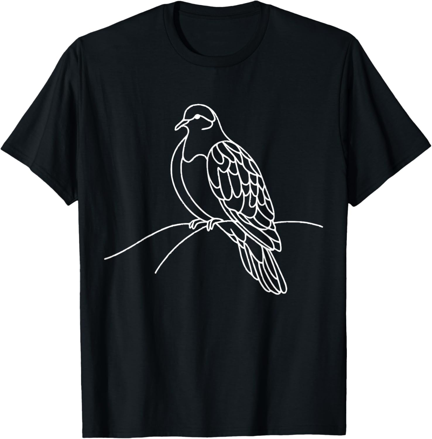 Line Art Bird & Ornithologist Inca Dove T-Shirt - T-Shirt | Black