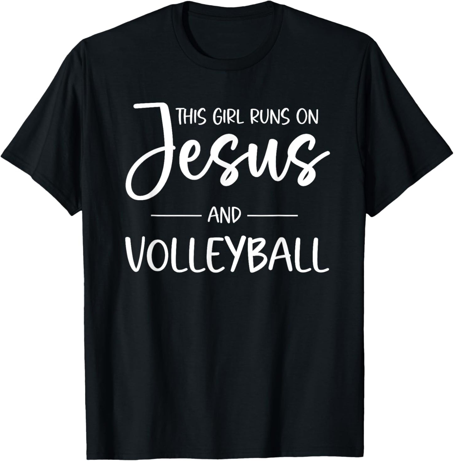 Christian Volleyball Teen Girls Jesus & Volleyball T-Shirt - T-Shirt | Black