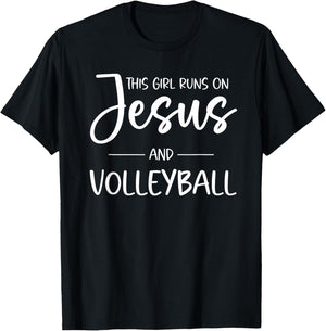 Christian Volleyball Teen Girls Jesus & Volleyball T-Shirt - T-Shirt | Black