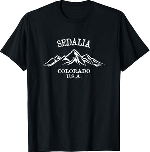 Sedalia Colorado USA Mountain Design T-Shirt - T-Shirt | Black