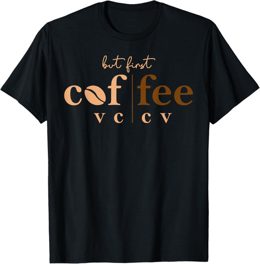 Linguist Teacher Science Of Reading Coffee Lover Phonics T-Shirt - T-Shirt | Black