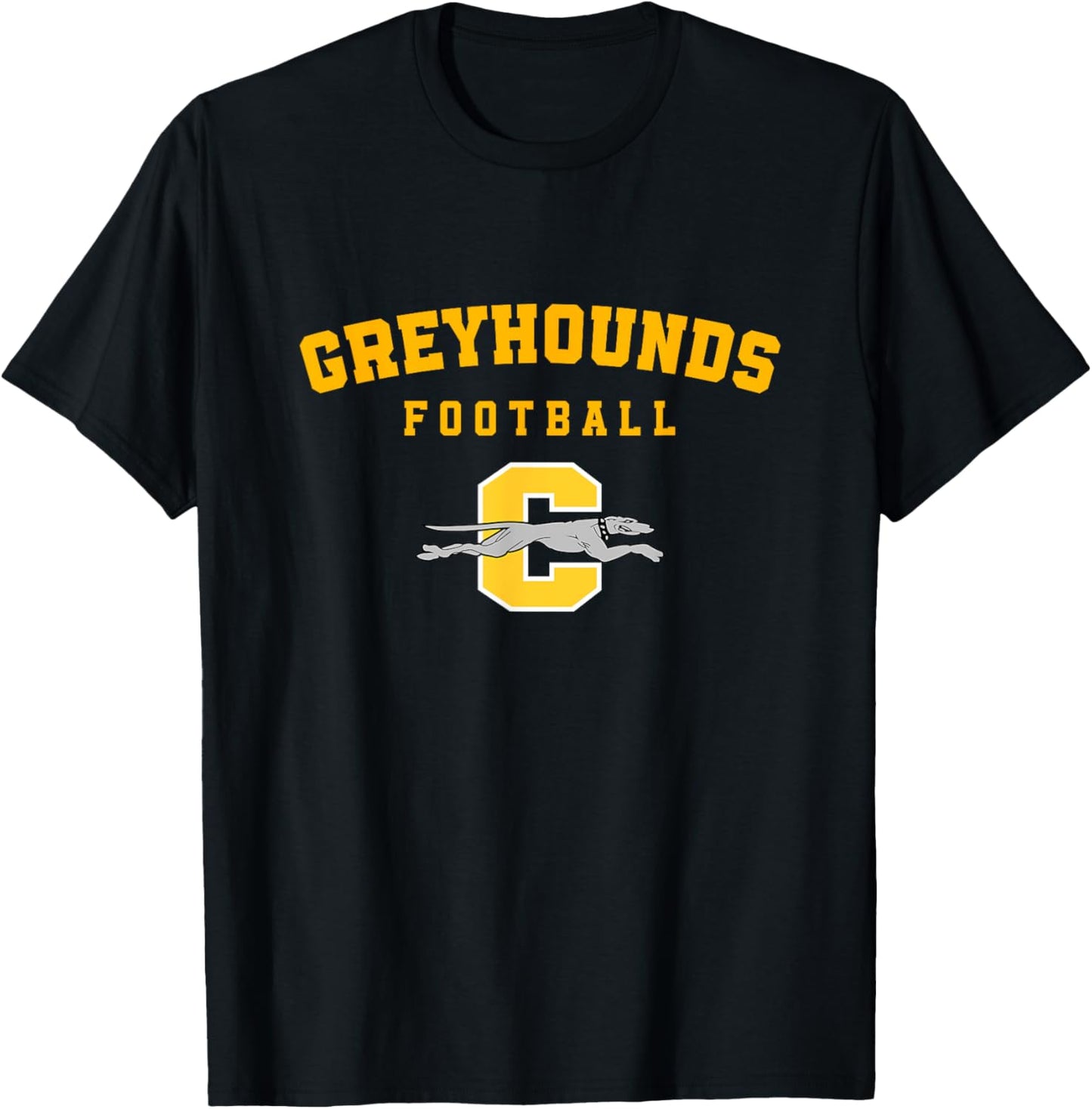 Carmel Greyhounds Logo Vertical Arch Football HS T-Shirt - T-Shirt | Black