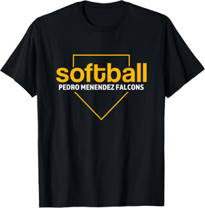 Pedro Menendez Falcons Softball Home Plate T-Shirt - T-Shirt | Black