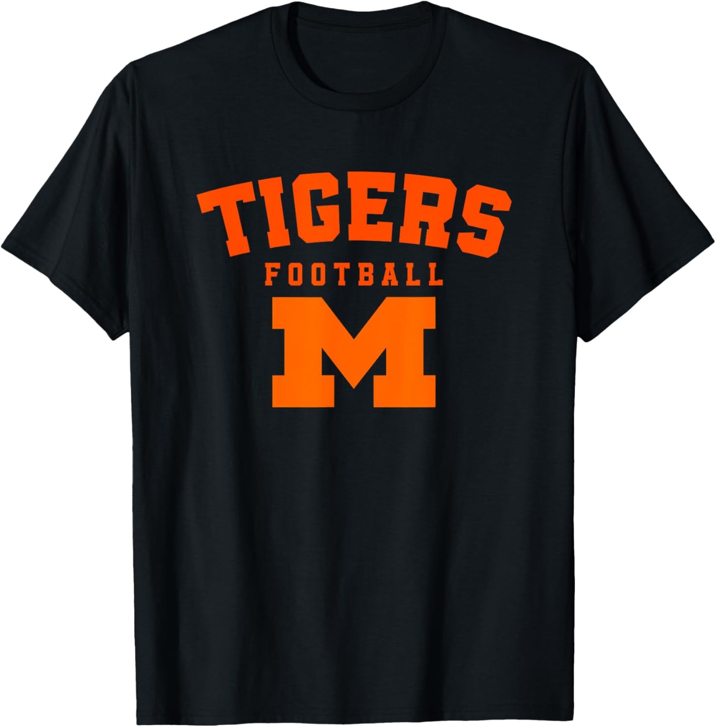 Massillon Tigers Logo Vertical Arch Football HS T-Shirt - T-Shirt | Black