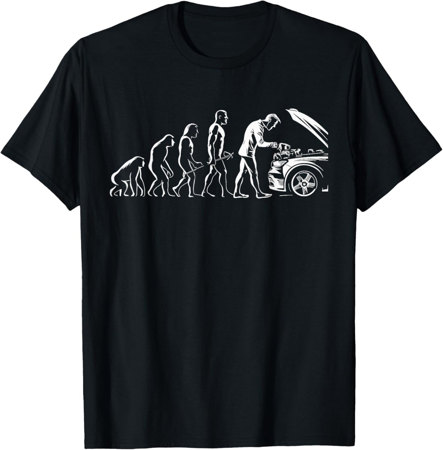 Evolution of Man Mechanic Car Lovers Car Engine T-Shirt - T-Shirt | Black