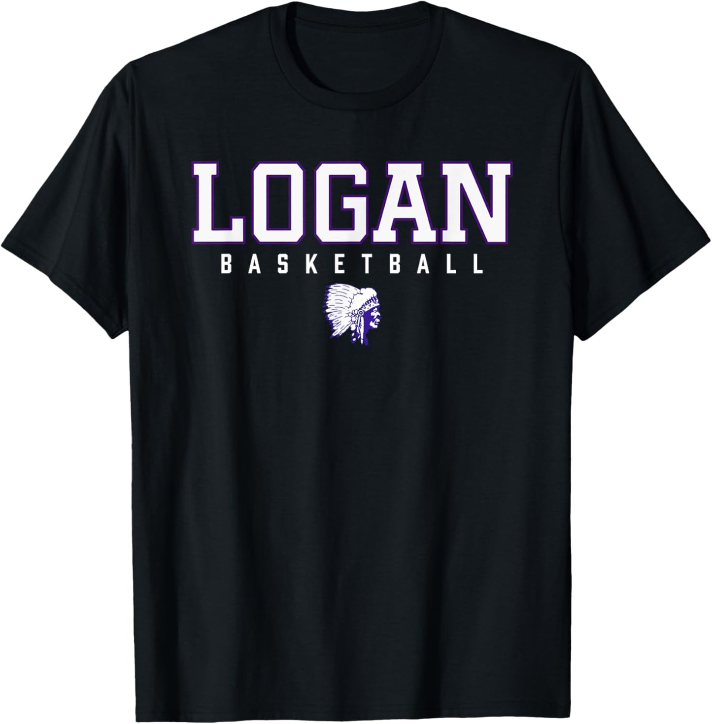 Logan Chieftains Logo Basketball HS T-Shirt - T-Shirt | Black