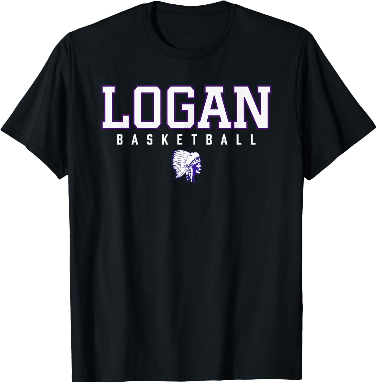 Logan Chieftains Logo Basketball HS T-Shirt - T-Shirt | Black