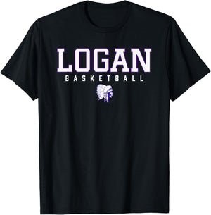 Logan Chieftains Logo Basketball HS T-Shirt - T-Shirt | Black