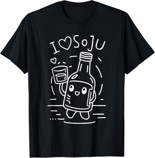 I Love Soju Korean Food Adorable Drink T-Shirt - T-Shirt | Black