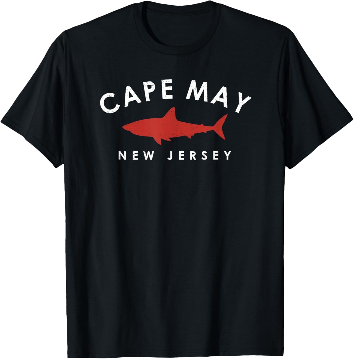 Cape May New Jersey NJ Shark Vacation Souvenir Vintage T-Shirt - T-Shirt | Black