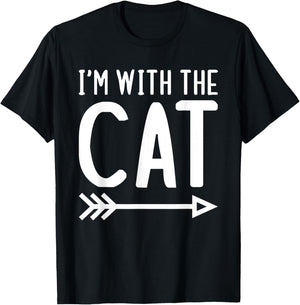 I'm With The Cat Funny Matching Halloween Couple Costume Women Kids T-Shirt - T-Shirt | Black