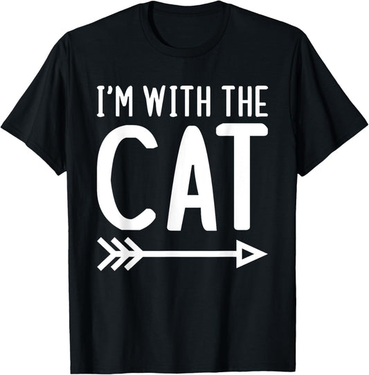 I'm With The Cat Funny Matching Halloween Couple Costume Women Kids T-Shirt - T-Shirt | Black