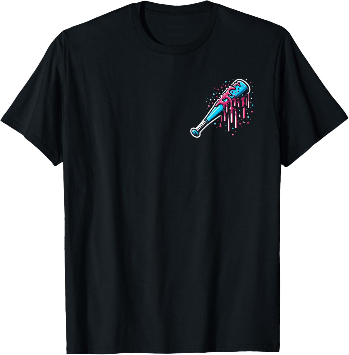 Baseball Home Plate Ice Cream Drip with Sprinkles 2 sides T-Shirt - T-Shirt | Black