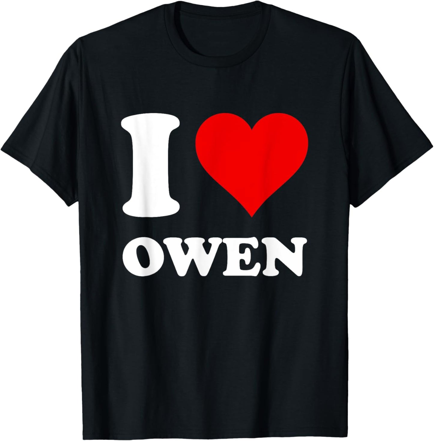 Red Heart I Love Owen T-Shirt - T-Shirt | Black