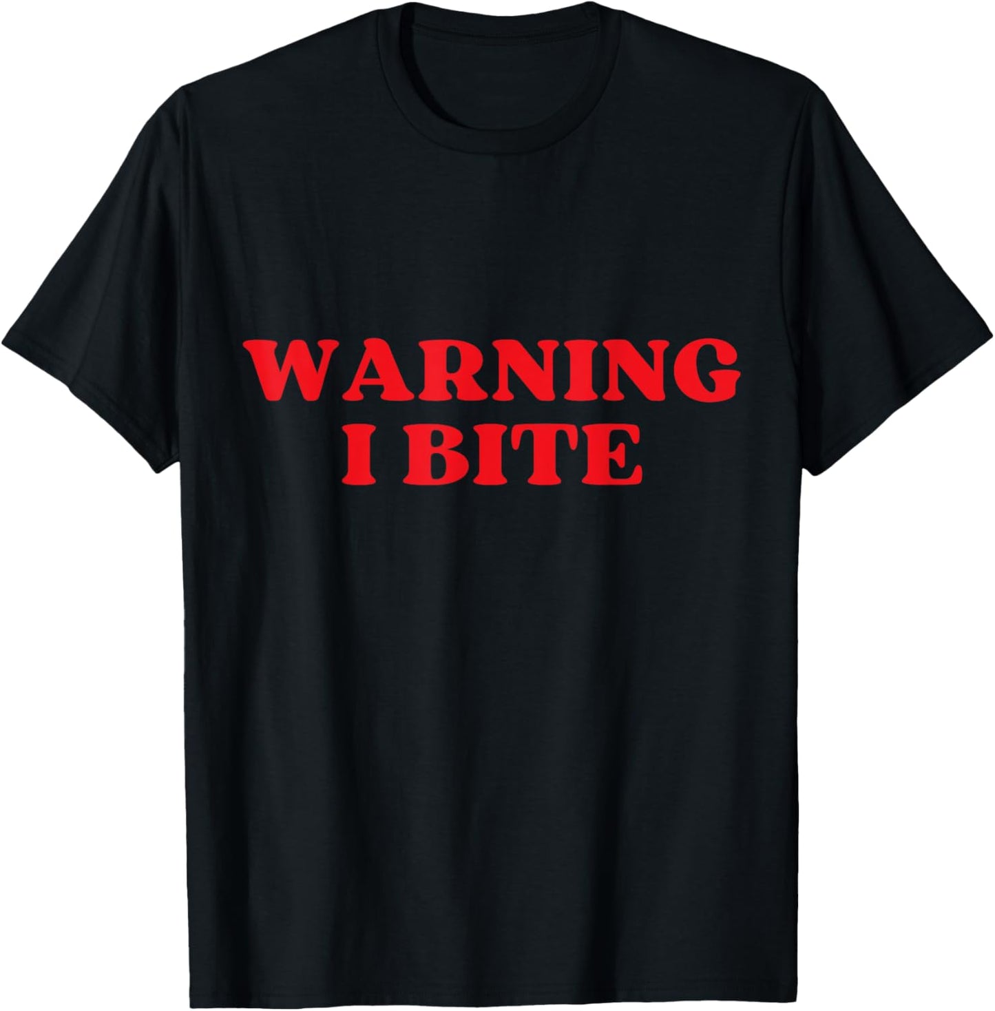 Warning I Bite Funny Cute Design T-Shirt - T-Shirt | Black
