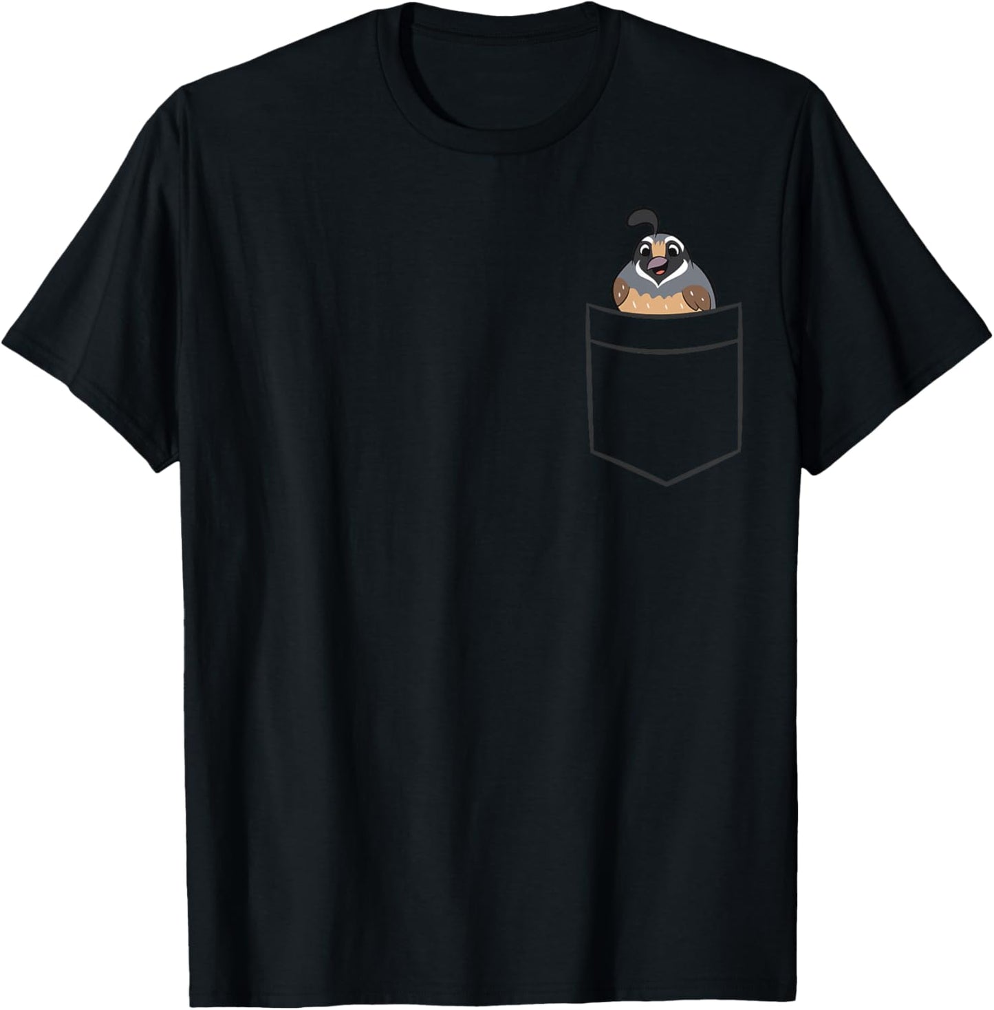 Common Quail In A Pocket Cute Pocket Quail T-Shirt - T-Shirt | Black