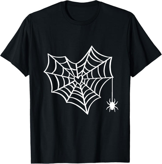 Halloween Heart Spider Web Spooky Costume T-Shirt - T-Shirt | Black
