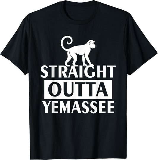 Straight Outta Yemassee Monkey Meme T-Shirt - T-Shirt | Black