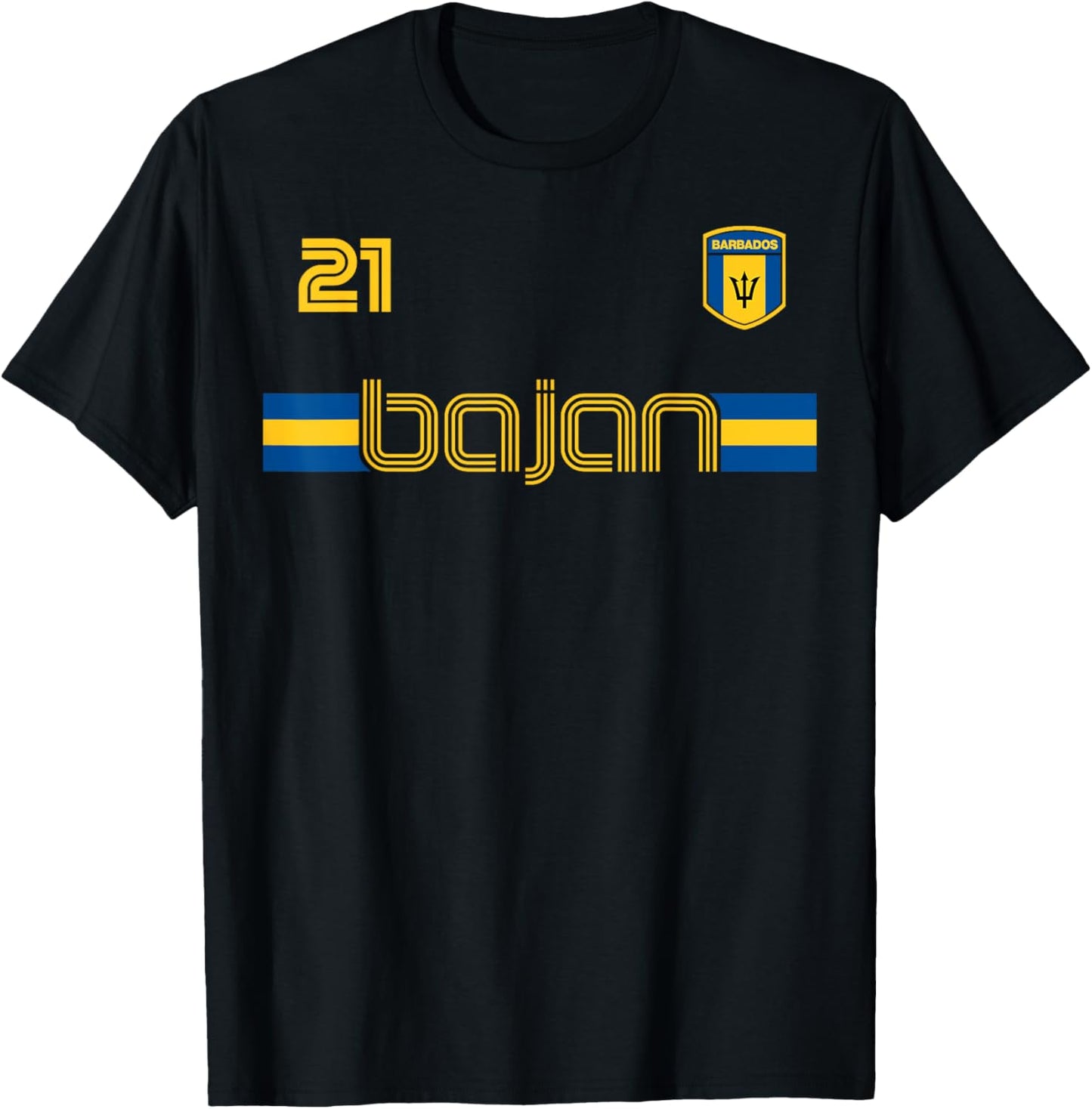 BAJAN Patriotic Retro Jersey Barbados Flag Women Kids Men T-Shirt - T-Shirt | Black