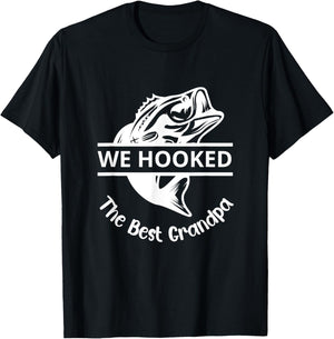 We Hooked The Best Papa Fishing Grandpa Lover T-Shirt - T-Shirt | Black
