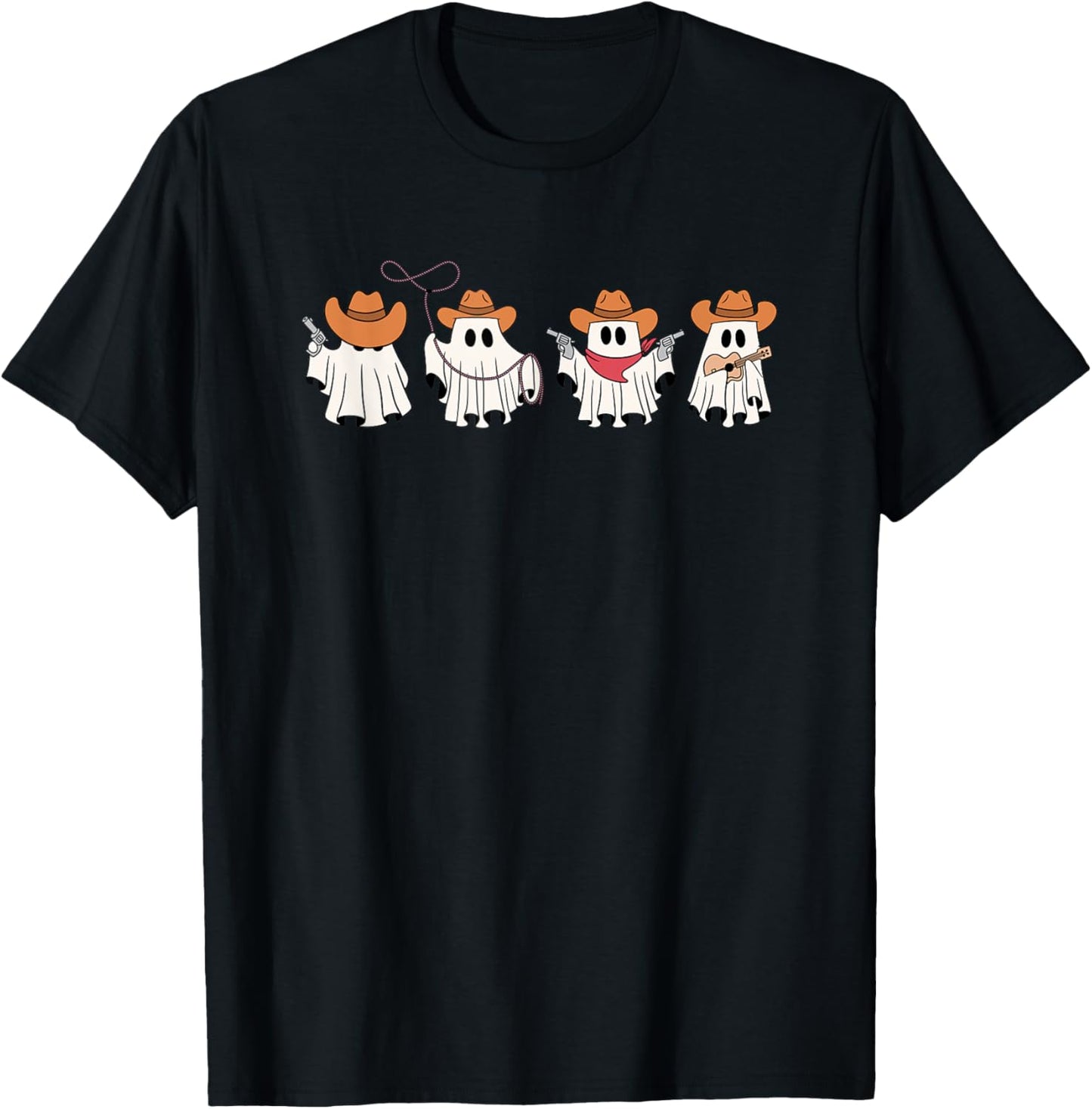 Cowboy Ghost Halloween Ghoul Design Funny Cowgirl Cowboy T-Shirt - T-Shirt | Black