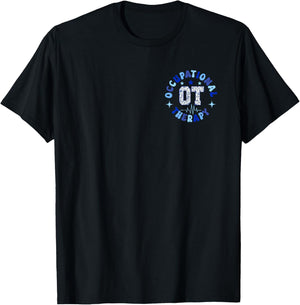 Occupational Therapy OT Occupational Therapist Blue Coquette T-Shirt - T-Shirt | Black