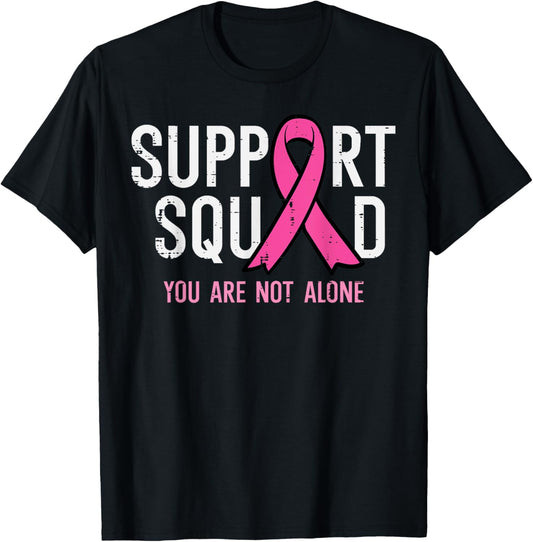 Breast Cancer Ribbon Support Squad Awareness Men Women Kids T-Shirt - T-Shirt | Black