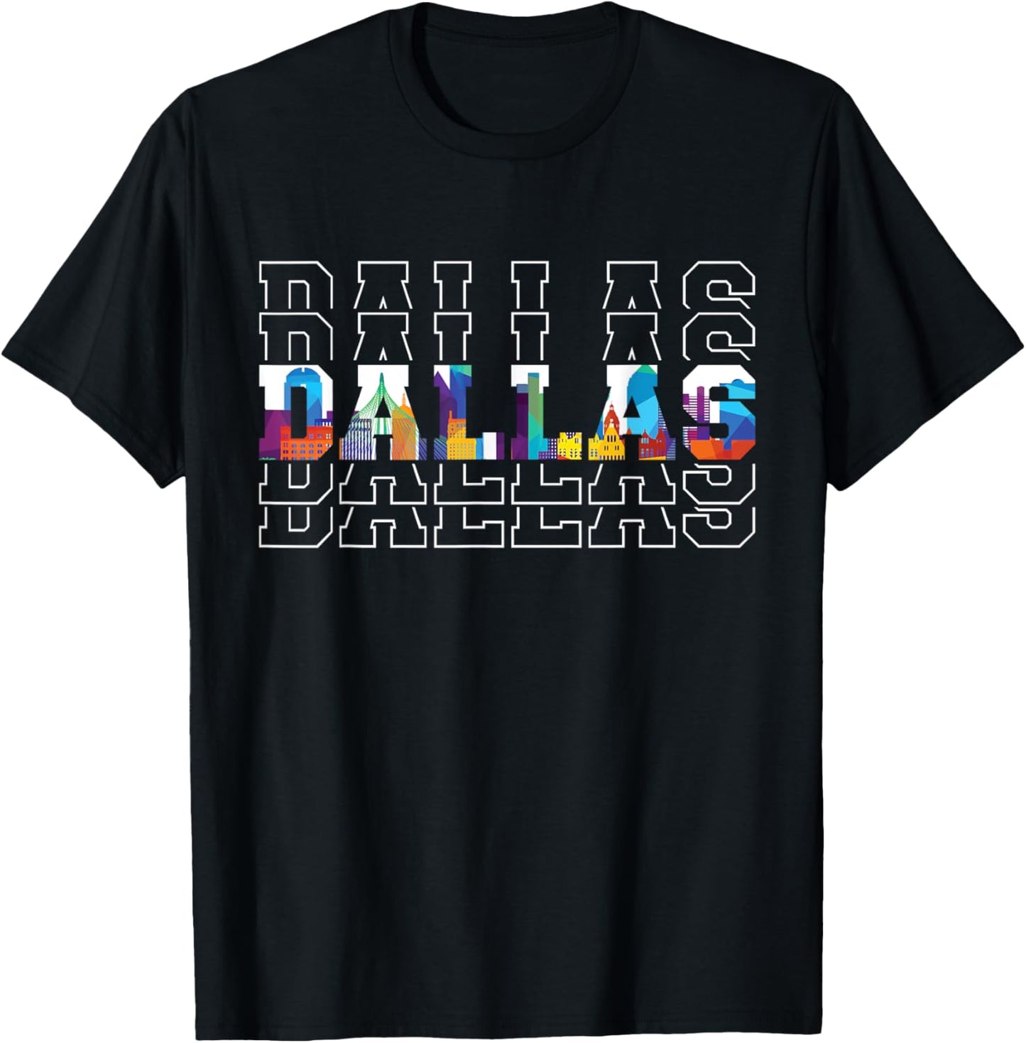 Dallas City Map Landscape Texas American State Texas T-Shirt - T-Shirt | Black