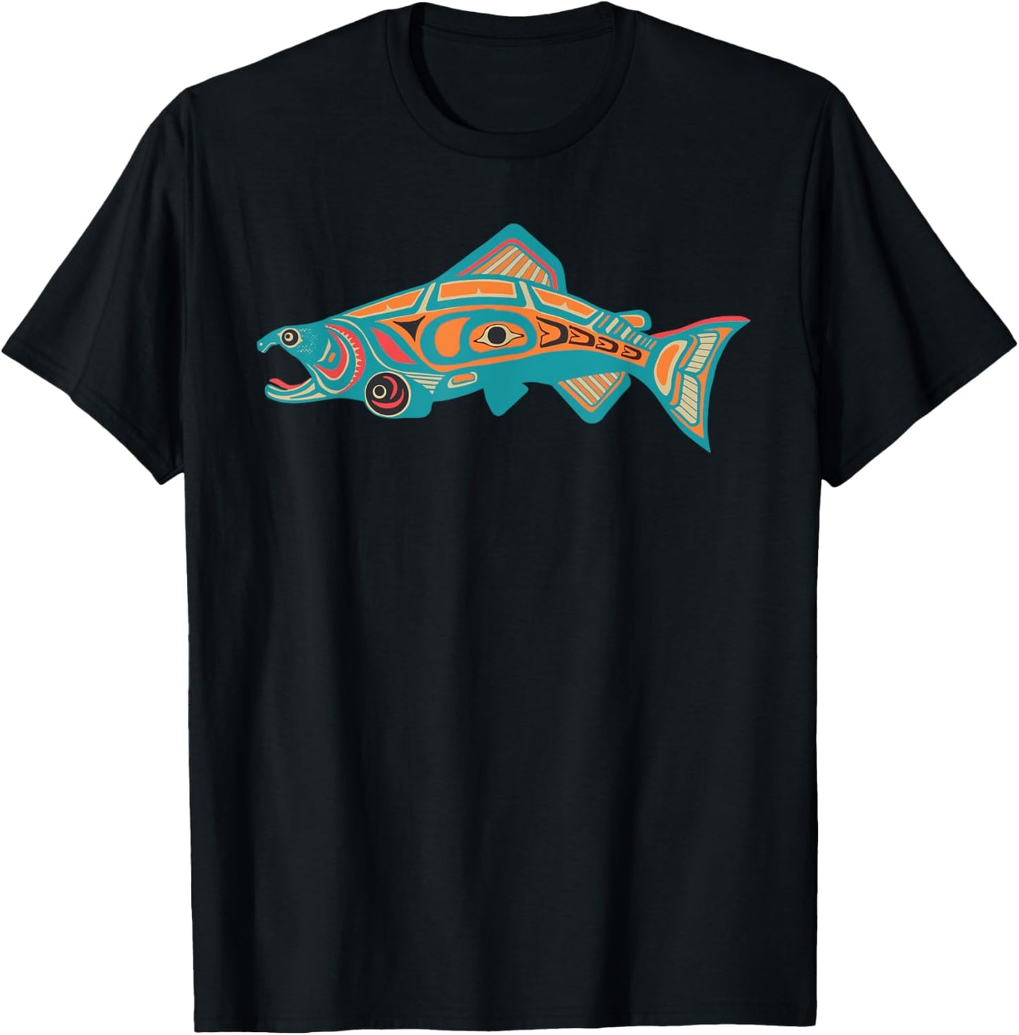 Native American Salmon Tlingit Indian Fisherman Fish Men T-Shirt - T-Shirt | Black