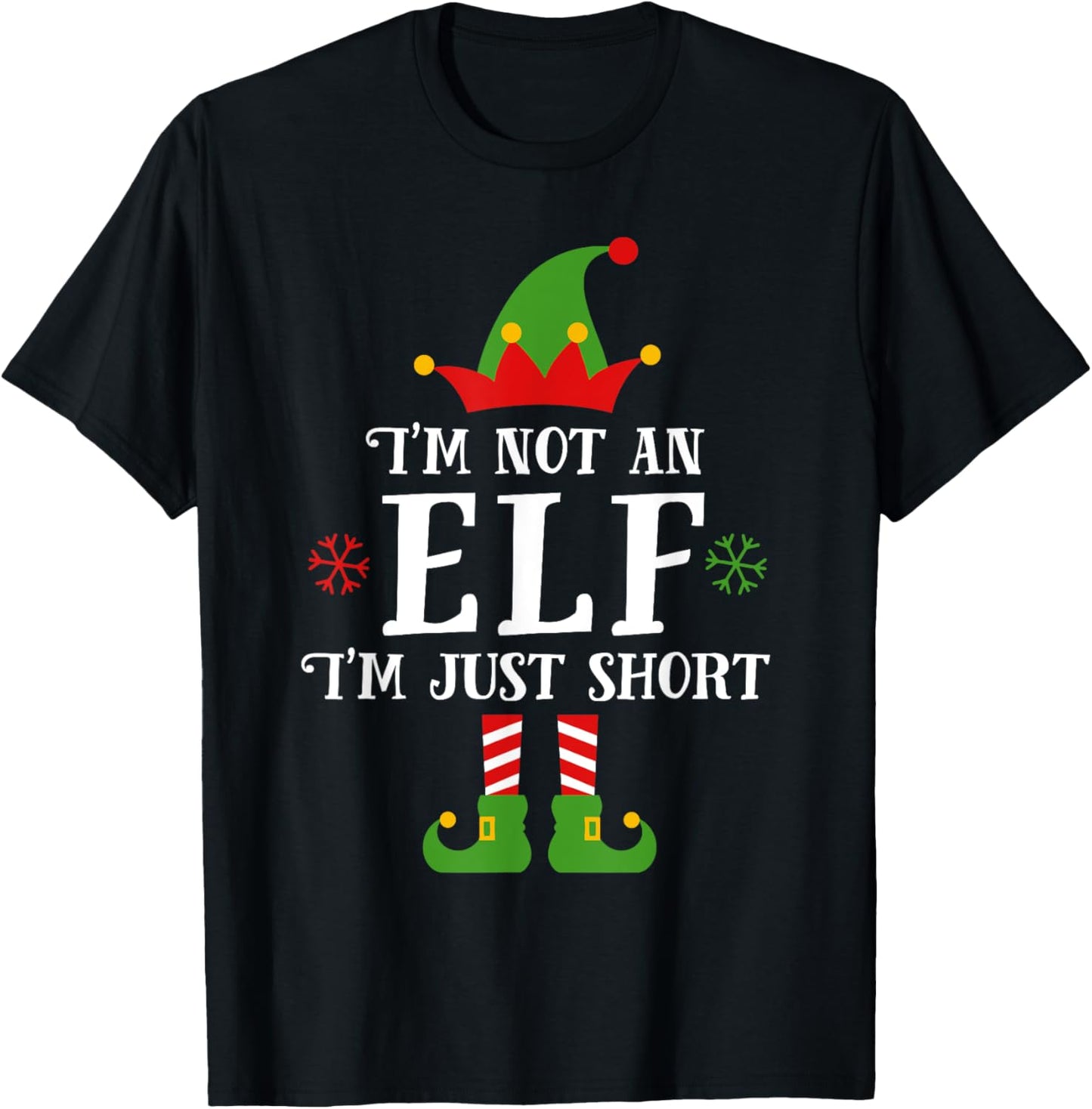 Im Not An Elf Family Christmas Pjs Matching Men Women Kids T-Shirt - T-Shirt | Black