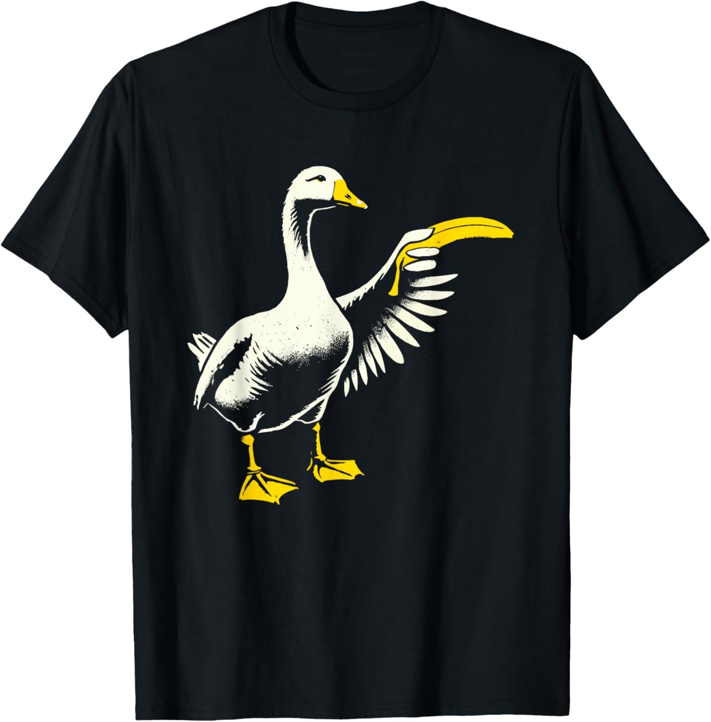 Silly Goose with Banana Meme Novelty Funny Goose T-Shirt - T-Shirt | Black